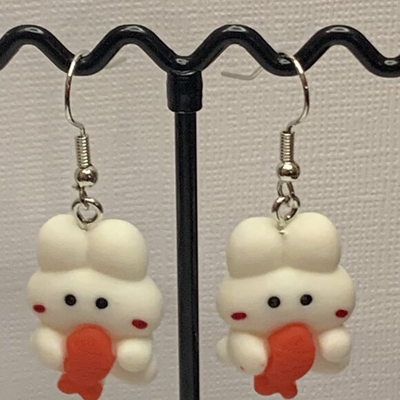 Bunny Earring, Easter Earring, Fish Earring, Rabbit Earring, Gift Idea, Fishing - Picture 6 of 6